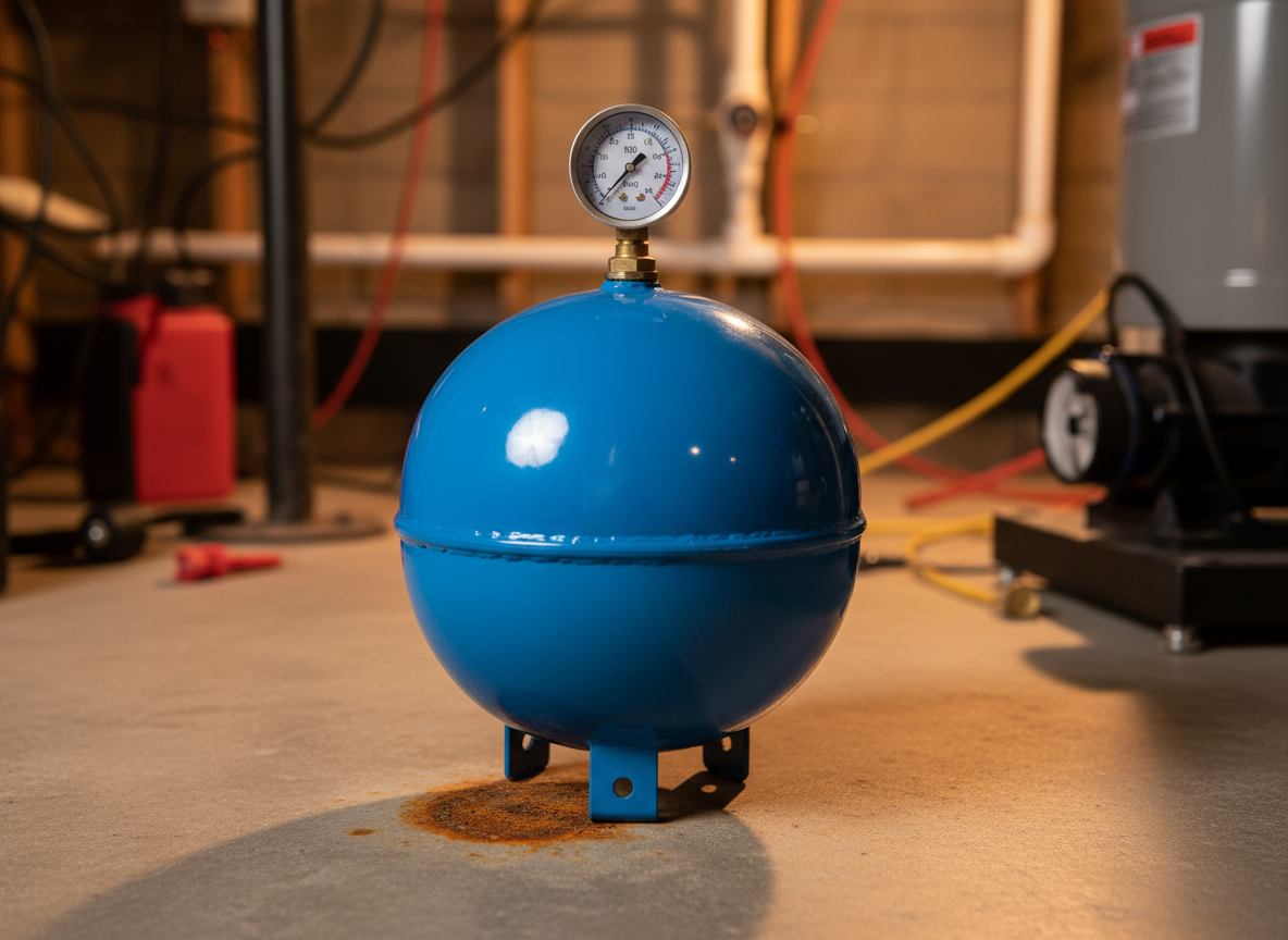 Checking the air pressure on a well pressure tank