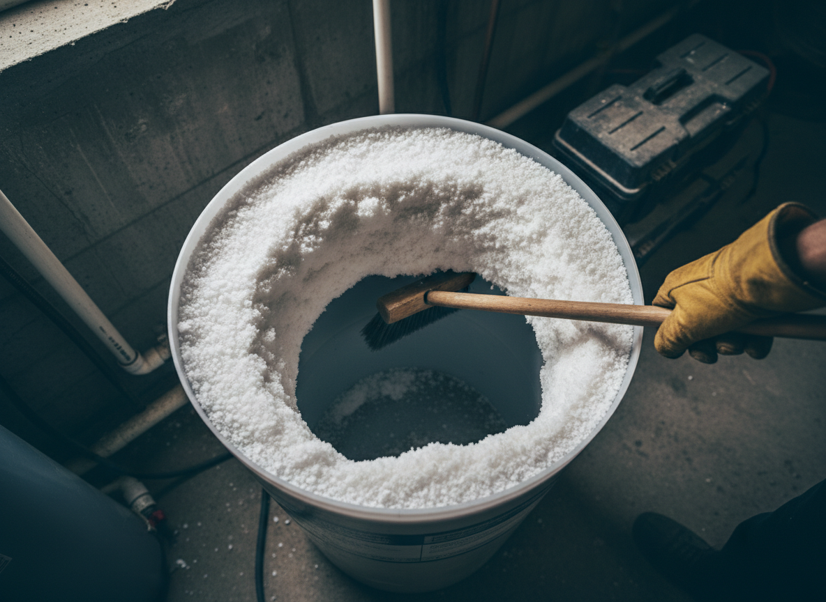 Salt bridge inside a water softener brine tank