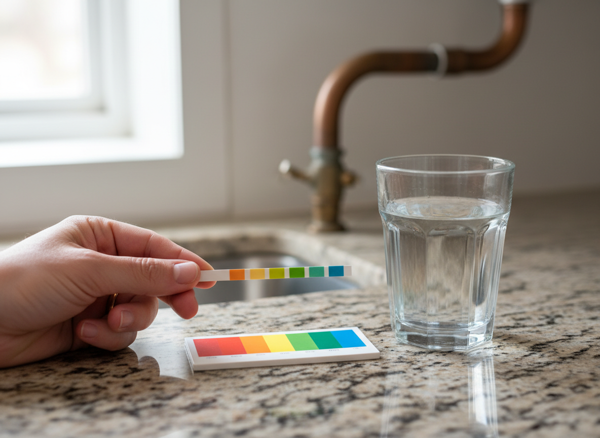 Testing well water pH with a test strip